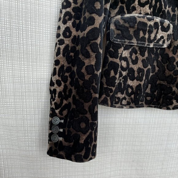 VINTAGE Ann Taylor Animal Print Leopard Print Velvet Blazer with Embroidered A… - Picture 7 of 12